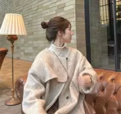 eaphi no collar shaggy long coat