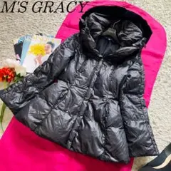 【良品】M'S GRACY ダウンコート ブラック 襟 レッキスファー 38