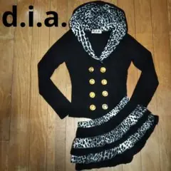 【フォロー割】d.i.a. 豹柄切り替えニットセットアップ ヒョウ柄 ブラック