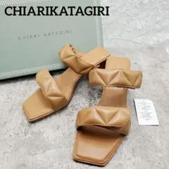 新品✨チアキ カタギリ スクエアトゥサンダル ブラウン 23cm キルティング