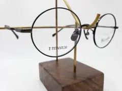 美品 Blanschic ラウンド眼鏡 チタン ブラック ブランシック 日本製