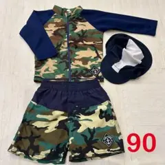 ☆美品☆ 男の子 水着 ラッシュガード 水泳帽 90