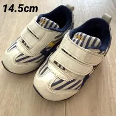 asics アシックス　ベビーシューズ　スニーカー　ストライプ　14.5cm