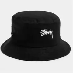 ステューシー STUSSY ストックロゴ バケットハット ブラック