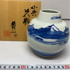 Ｒ５０５　水指　『篠田義一造』『染付松絵』　共箱　茶道具 R505 水指 『篠田義一造』『染付松絵』 共箱 茶道具 2025年