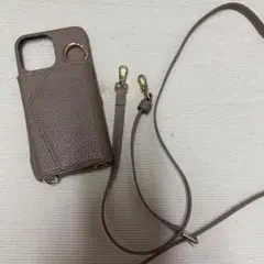 ベージュ ストラップ付きスマホケース　iPhone Pro MAX13
