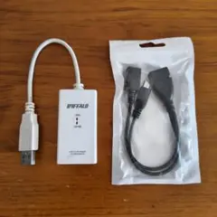 OTGケーブルとBUFFALO USB 2.0 LANアダプタのセット