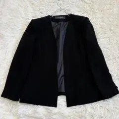 n6741 極美品✨ブラックフォーマル ジャケット M 前開き パワーショルダー