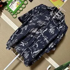 レトロ古着 プレゼント＆音符柄 半袖ブラウス ヴィンテージ 古着