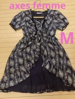 axes femmeレースアップフリルワンピース（チュニック【M】）