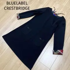 ♡ブルーレーベルクレストブリッジ♡長袖 チェックワンピース リボン ブラック