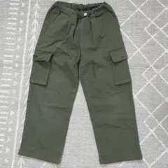 美品◆ワイドタックカーゴ ロングパンツ カーキ