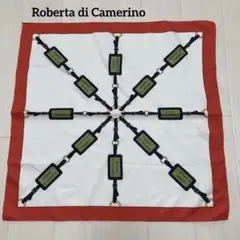 ロベルタディカメリーノ　スカーフ　ロゴ柄　パスケース　ホワイト　正方形