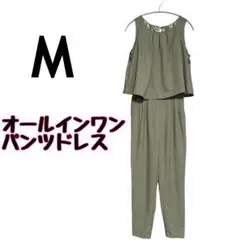 オリーブグリーン Mサイズ オールインワン　パンツドレス　セットアップ
