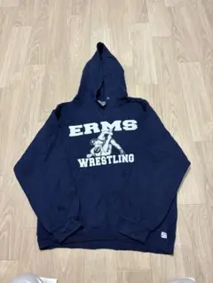 【USA古着】RUSSELL ERMSパーカー M ネイビー ヴィンテージ風