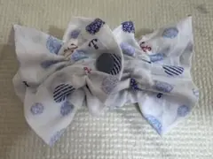 犬用　イヤーシュシュ　リボン　マリン柄　海　夏