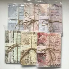 【101】メモ帳 6種 紙もの 素材紙 コラージュ 海外 ボタニカル まとめ売り