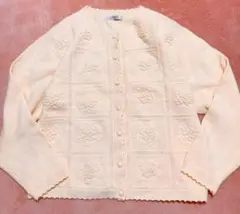 ヴィンテージ　花束のパッチワーク風カーディガン　vintage  ニット
