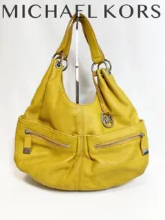 B-0345○MICHAEL KORS レザー 黄 ショルダーバッグ 美品
