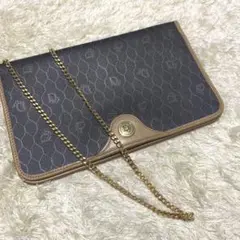 美品 クリスチャンディオール チェーンショルダーバッグ ハニカム柄