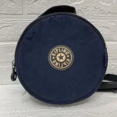 【M】Kipling ネイビー 円形リュック　極美品