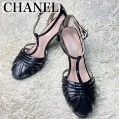 美品✨CHANEL シャネル ココマーク パンプス ハイヒール エナメル 黒
