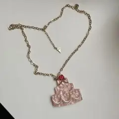 Milkケーキ型ピンクアクリルネックレス