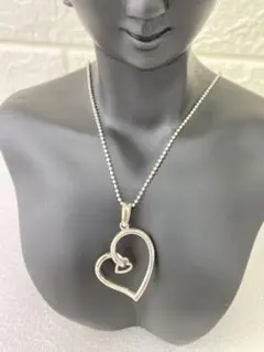 4℃ ヨンドシー ダブル ハート ネックレス シルバー