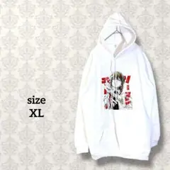 【XL】フード付チェンソーマンパーカー ユニセックス キャラクター マキマ 白