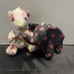レスポートサック 動物キーホルダー　くま＆ゾウ　熊　象　布製チャーム