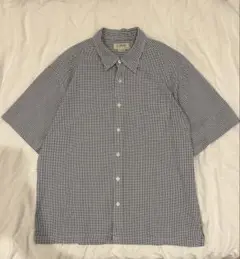 J.CREW ギンガムチェック柄 半袖シャツ Lサイズ ブラック/ホワイト