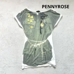 【PENNYROSE】M ノースリーブチュニックシャツ　プリントシャツ