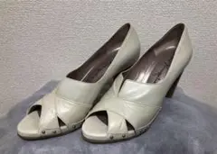【新品　ジャンク扱い】銀座かねまつ　オープントゥ　パンプス　サンダル　23.5