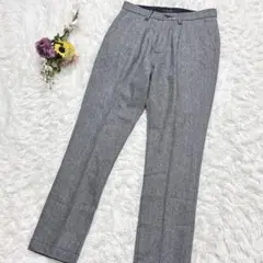 メンズ小さいサイズ　S✨レイジブルー◈ウール混紡　スラックス　ボトムス　ツイード