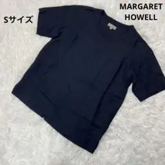 マーガレットハウエル✨コットンリネンブレンドシャツ 半袖 ネイビー Sサイズ
