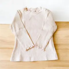 最終価格　シンプルフリー　リブ編み　ピンクトップス フリル付き