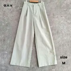 a.v.v アーヴェヴェ　タックワイドパンツ　リンネ　麻混　後ろウエストゴム　楽