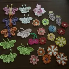 お花、蝶々、果物ワッペン