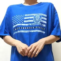 メアリービルポリス 星条旗 Tシャツ ブルー 青色 古着
