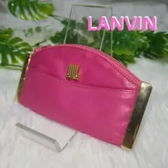 LANVIN ピンク レザー コインケース ゴールド コンパクト