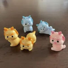 龍の置物 5個 デスクトップ装飾 ミニチュア 3色 インテリア 龍