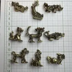 竜生九子　置物9点セット　龍　霊獣　ドラゴン　兄弟　真鍮