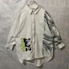 希少デザイン adidas シャツ 総柄シャツ ビッグシルエット ストリート