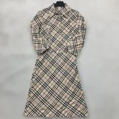 美品 バーバリーブルーレーベル ロング丈ワンピース ノバチェック ホースロゴM