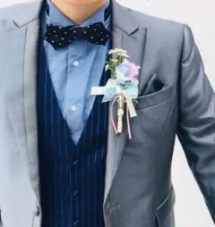 【Vieux Paris 】結婚式 カラーシャツ ブルー ウィングカラーシャツ