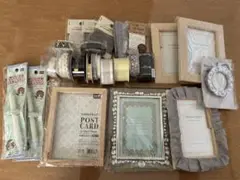 木製フォトフレームセットとリボン