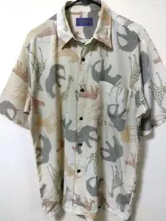 ART FISH CLUB 動物柄 半袖 アロハシャツ レトロ