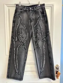 THUG CLUB TRIBAL DENIM PANT black 02