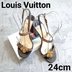 Louis Vuitton サンダル 24㎝ ブラウン 花 バックストラップ