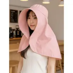 新品★UVカットつば広ハット ピンク 大きいサイズ 日焼け防止 折りたたみ可